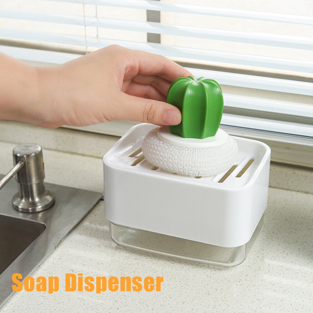 2 In 1 Dish Washing Hand Pump Manual Press Kitchen Sink Soap Dispenser Liquid Storage Detachable Countertop Tidy Sponge Holder