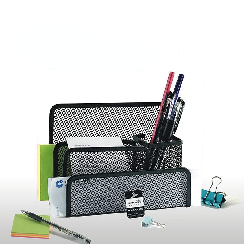 Black Metal Mesh Desk Organizer Desktop Letter Sorter Mail Tray File Organiser Office Home Bookends Book Holder