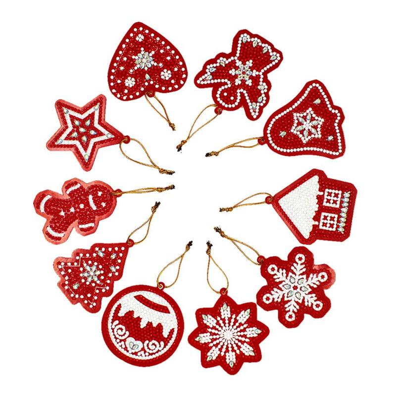 4/10 Pcs Kerstboom Sneeuwpop Sleutelhanger Diamant Schilderij Vrouwen Tas Sleutelhanger Hanger Speciale Vorm Kerstboom Hanger