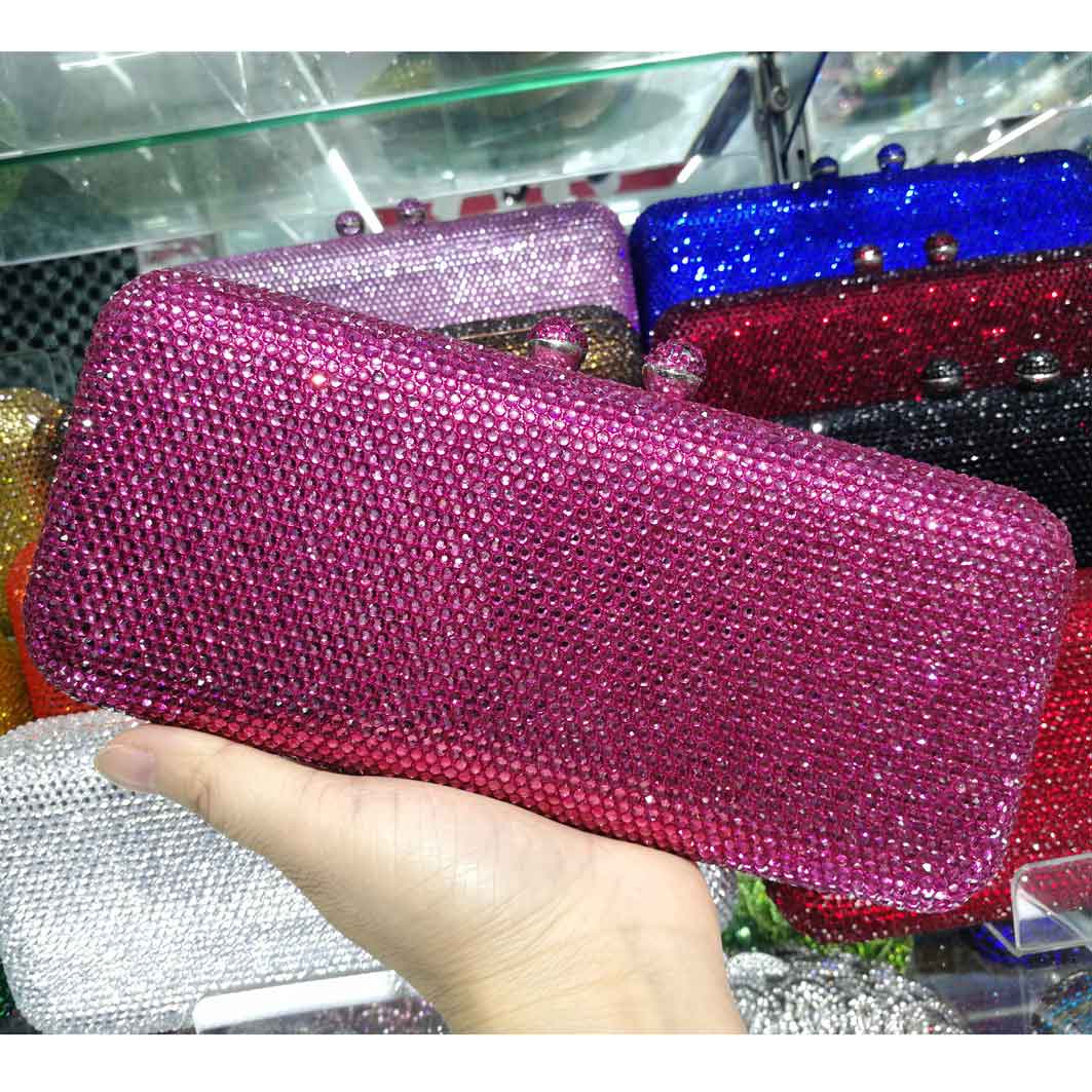Tofsar kristall clutch aftonväskor roséguld festväska silverbröllop brudväskor ab rosa fuchsia aftonväska: A