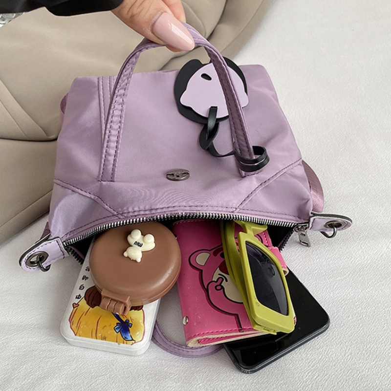 Shoulder Bag Nylon Purse Clutches Shoulder Toted Handbag with Zipper Closure Women Crossbody Bag with Removable Strap