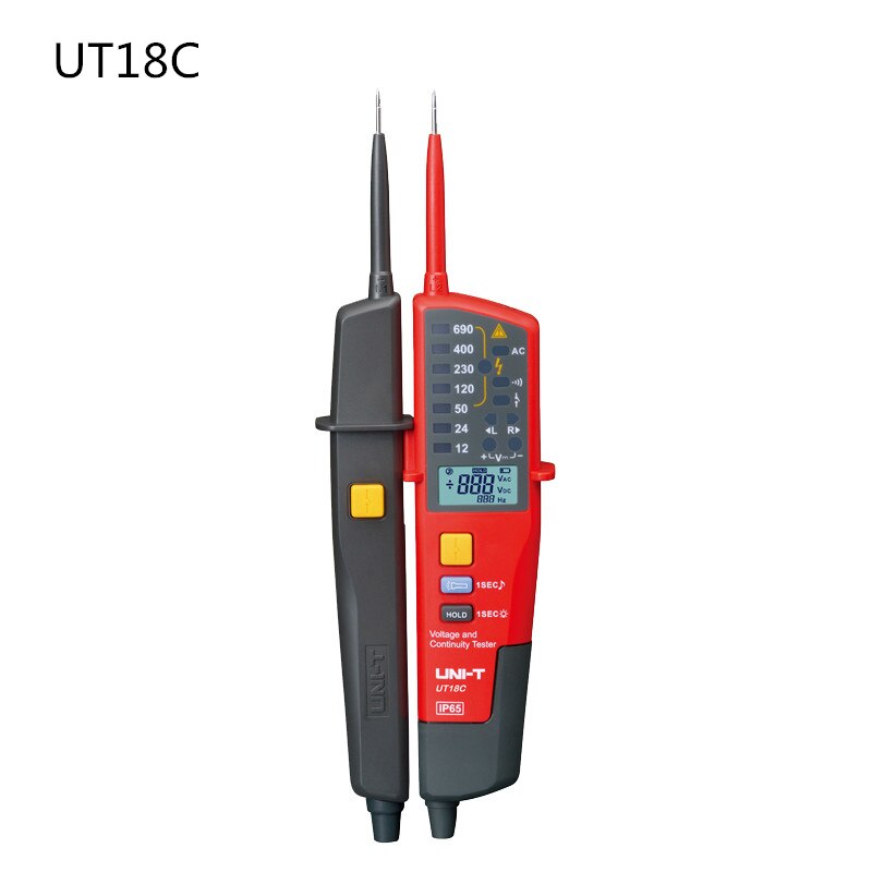 UNI-T UT18C UT18D Voltage And Continuity Tester Pen LCD Display Waterproof Voltmeter 3 Phase Sequence RCD Electrical Test Tool: UT18C