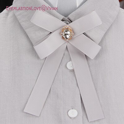 SUQI Mode Boog Broches Pins sieraden Voor Vrouwen Lint Das Broche vrouwen kinderen broche tie voor Party bruiloft: light gray
