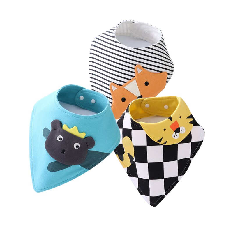 1/3 stuks baby katoenen bandana slabbetjes jongen meisje babador voedingsschort baby boerdoeken cartoon speeksel handdoek winter sjaal babyspullen: Blauwe geometrische set