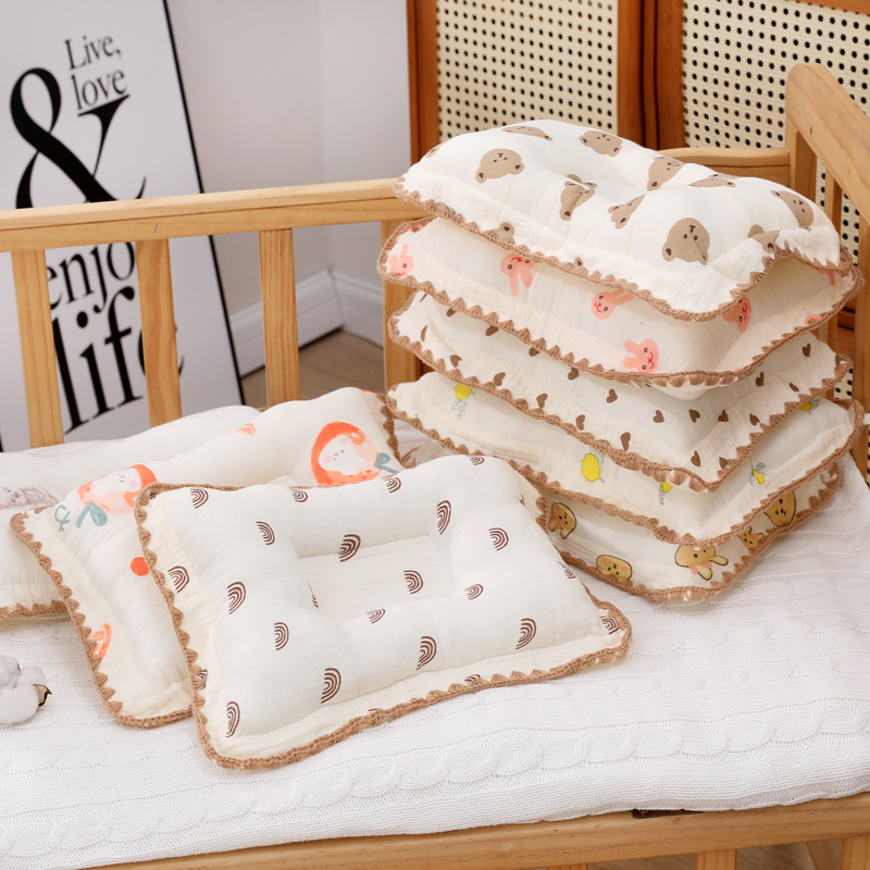 Cartoon Baby Newborn Pillow Breathable Pillow Soft Cotton Toddler Bed Pillow for Sleeping Bassinet Bedding