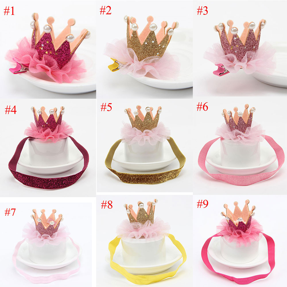 1 pièces mignon filles dentelle perle brillant étoile élastique bandeau couronne princesse pince à cheveux épingles à cheveux accessoires de cheveux