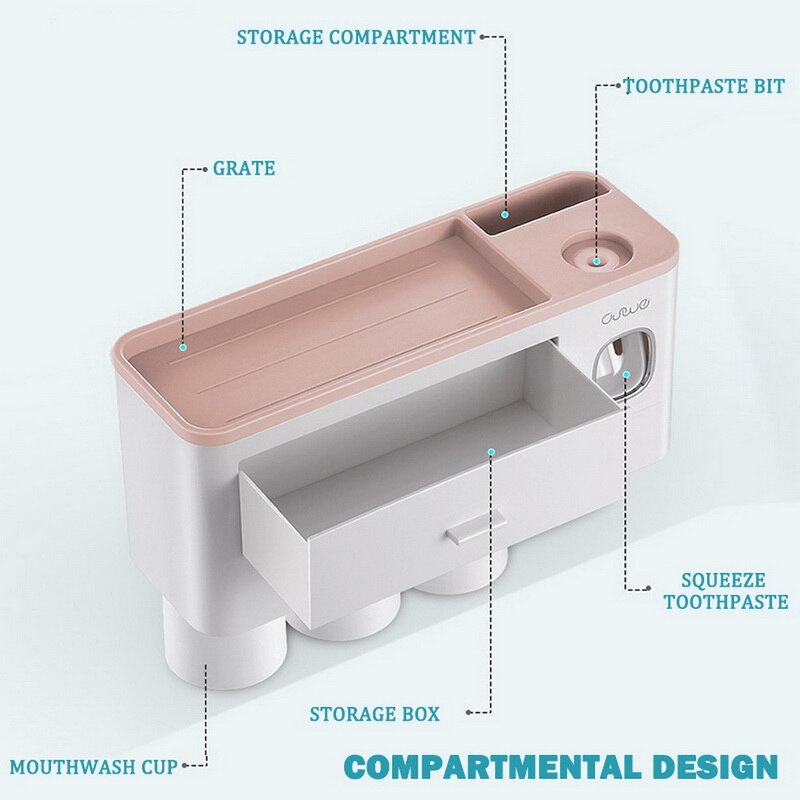 Magnetic Adsorption Inverted Toothbrush Holder Automatic Toothpaste Squeezer Dispenser Storage Rack Bathroom Accessories