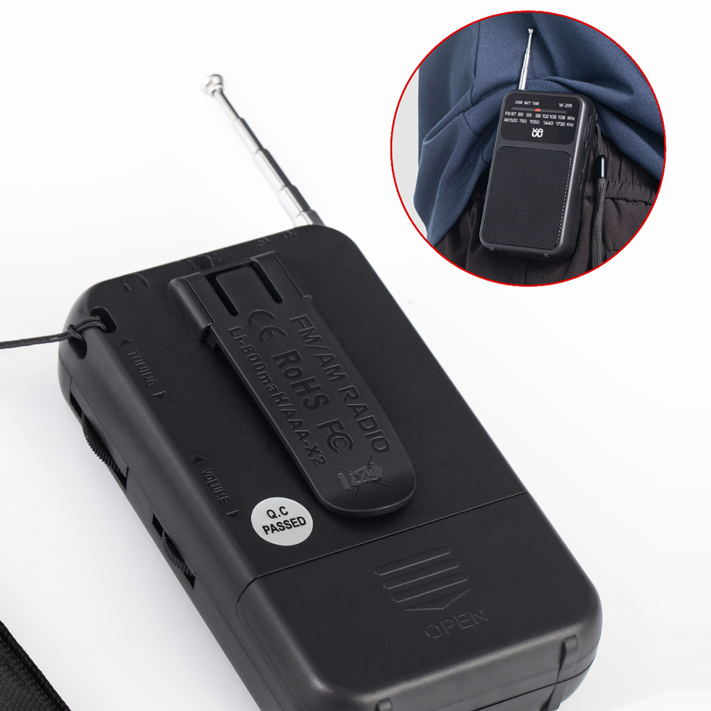 Puntatore portatile Radio Ricevitore radio AM FM portatile Altoparlante incorporato Radio stereo a 2 bande Antenna telescopica a batteria
