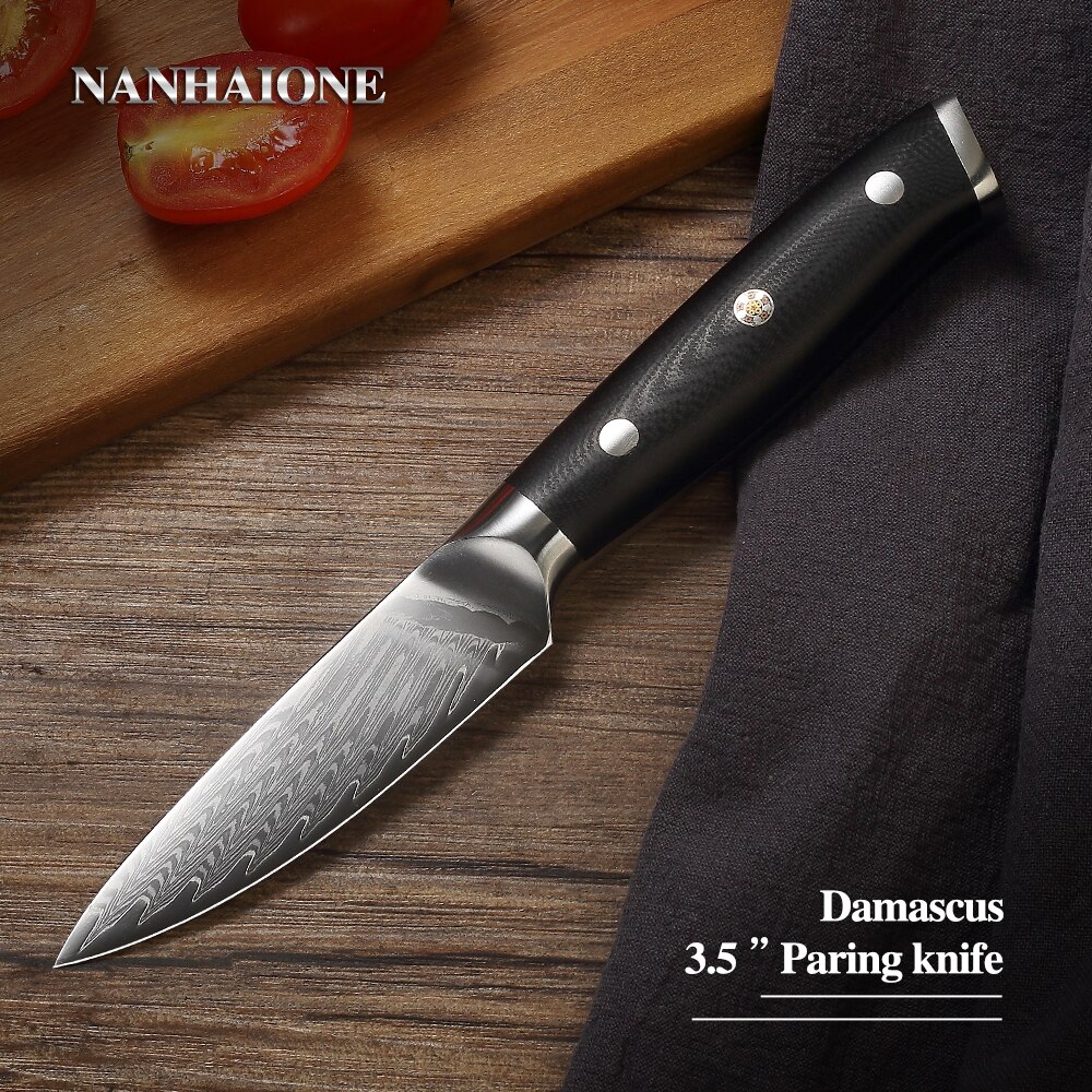 Nanhaione 3.5 tums skalknivar japansk kockkniv damaskus stål kökskniv rostfritt stål knivar kock matlagningsverktyg  cl133