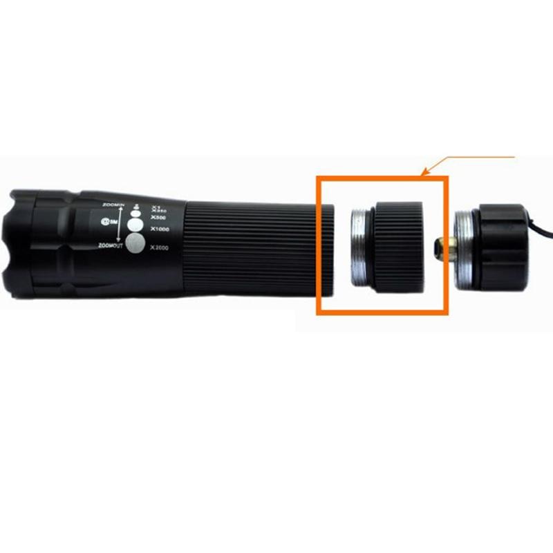1Pcs Black Oplaadbare Extension Tube Ring Joint Adapter Voor Heldere Zaklamp 18650 Lithium Batterij Lamphouder Converter