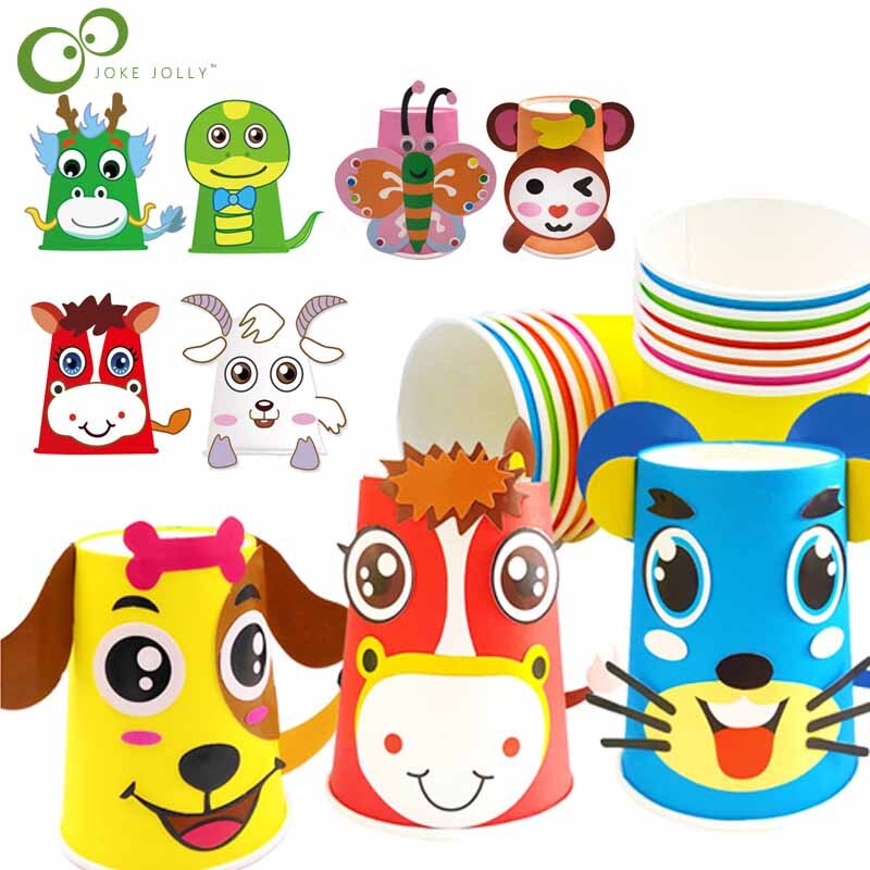 12Pcs 3D Diy Handgemaakte Papier Cup Sticker Materiaal Kit Set Kindergaeten School Art Craft Educatief Speelgoed Kinderen Handgemaakte Speelgoed ddj