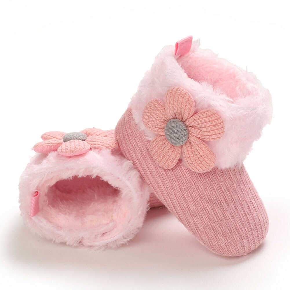 Winter Baby Mädchen Anti-Unterhose Schnee Booties SchöNe Plüsch Prewalkers Warme Weiche Faux Pelz verschwommen Erste Wanderer Kleinkind Kleinkind schuhe: Rosa / 7-12 Monate