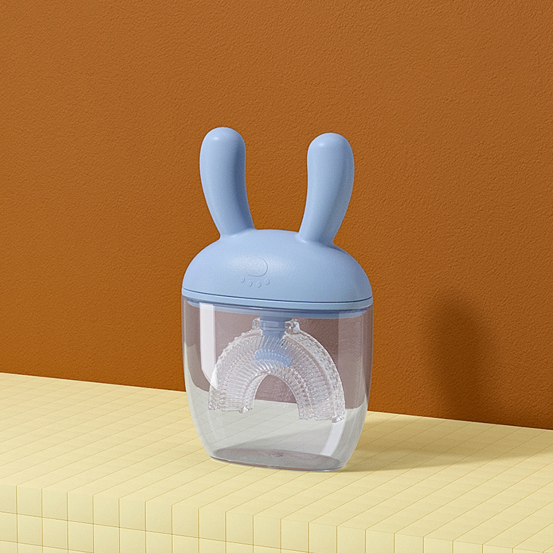 Spazzolino da denti a forma di U per bambini spazzolino da allenamento manuale per bambini spazzolatura a 360 gradi strumenti per la pulizia orale con coperchio antipolvere per 2-12 anni: S1-S