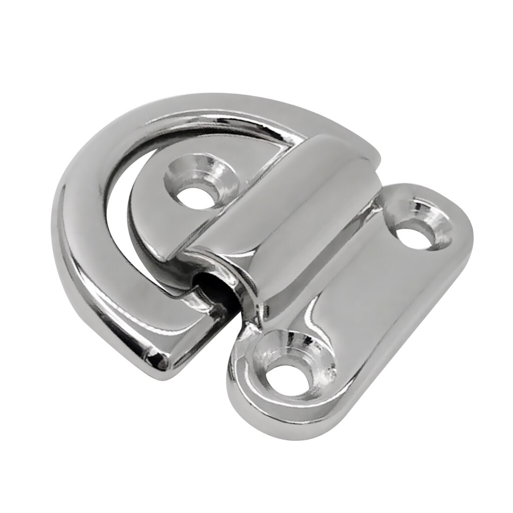 Marine Boat 316 Stainless Steel D-Ring Pad Eye Ring Deck Folding Loop with Plate 1/8'' Pin Hole for Max 25mm Rope