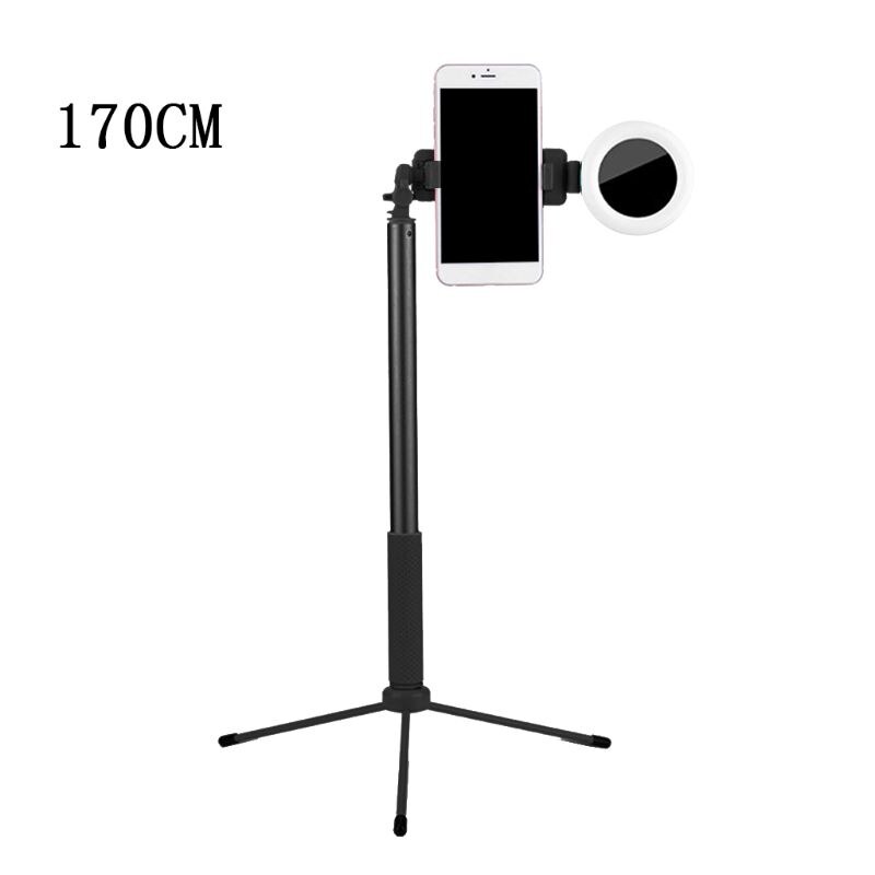 Ring Light with Stand for Vlogging Video Make-up Selfie USB Powered Selfie Stick: 1.7m black