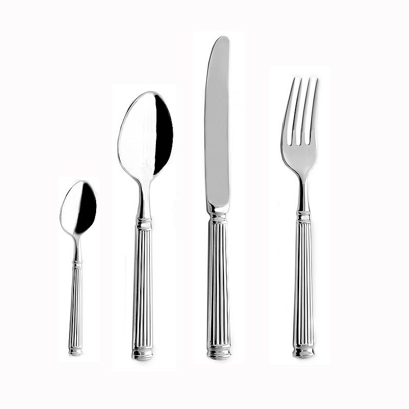 Europe Silver Luxury Cutlery Set 18/10 Stainless Steel Creativity Roman Column Flatware 304: black