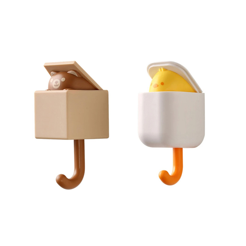 Cartoon Cat Hook Self Adhesive Dormitory Bedroom Door Hangers Hooks Key Umbrella Towel Cap Coat Rack Wall Animal Decoration Rack: Chocolate