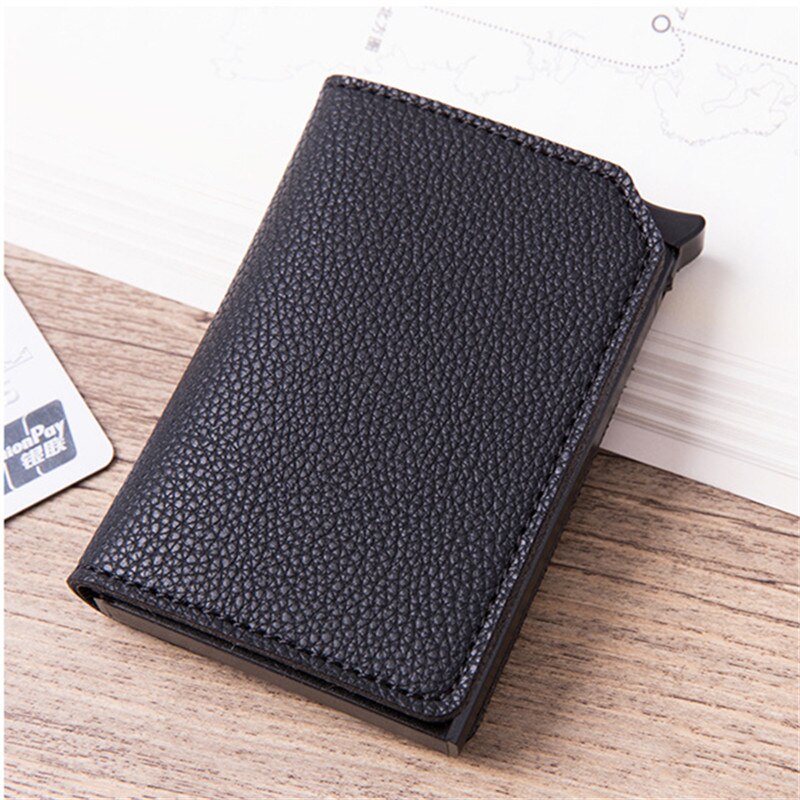 Bisi Goro Anti-Diefstal Smart Wallet Carbon Fiber Credit Kaarthouder Rfid Pop-Up Clutch Multi Mannen en Vrouwen Unisex Card Case