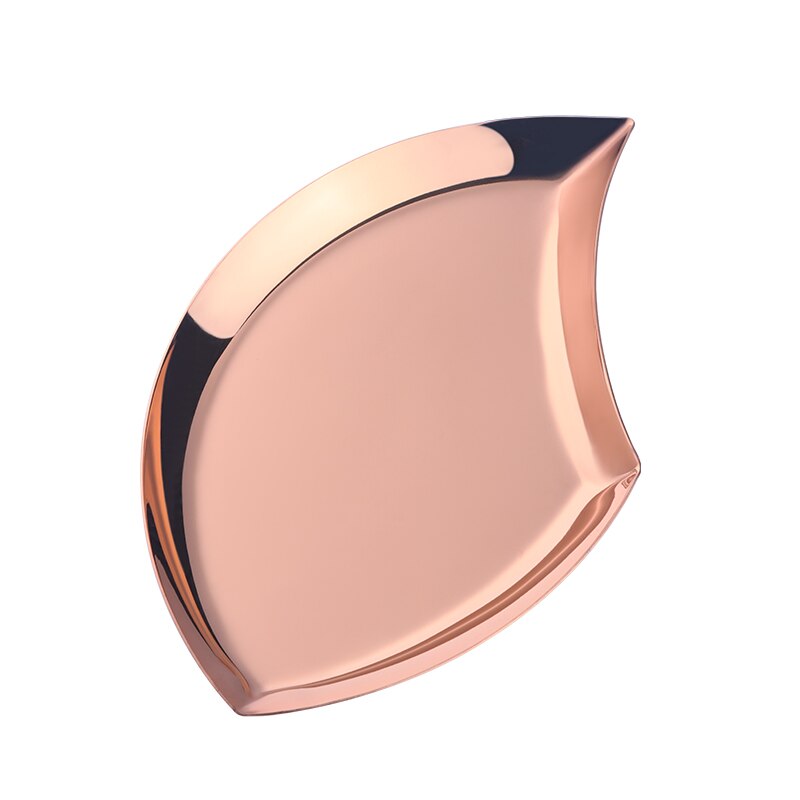 Unregelmäßigen Platte Gericht Edelstahl Nachtisch Obst Platten Lagerung Süssigkeit Kekse Blatt bilden Jewery Tabletts Party Tisch Utensil: Rose Gold / 1PC