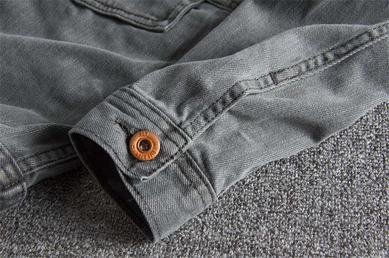 In-yeson märke jeansjacka herr grå army färg slim fit rock jeansjackor tvättade vintage jeansjacka för män