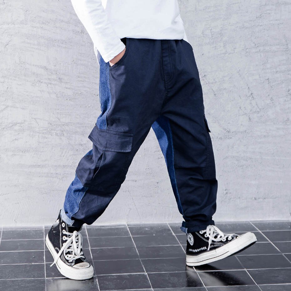 Jeans Boy Patchwork Boys Jeans Pants Spring Autumn Children Jeans Casual Style Clothes For Boys 6 8 10 12 14