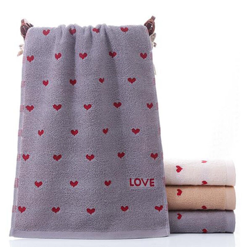 Cotton Red Heart Pattern Face Towel Bath Towels Soft Absorbent Material Cloth for Couple Adult Clean Product Home Textile