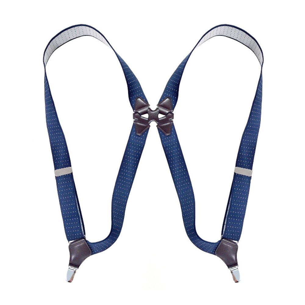 Seler til mænd sideclip style 3.5cm brede kraftige store høje justerbare elastiske hofteclips bukseseler far: Marine prikker