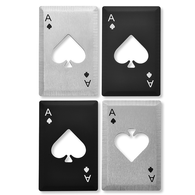 Pata pokeri kortinavaaja ruostumaton teräs olutbaari työkalut luottokortti sooda olut pullonkorkin avaaja keittiötyökalut