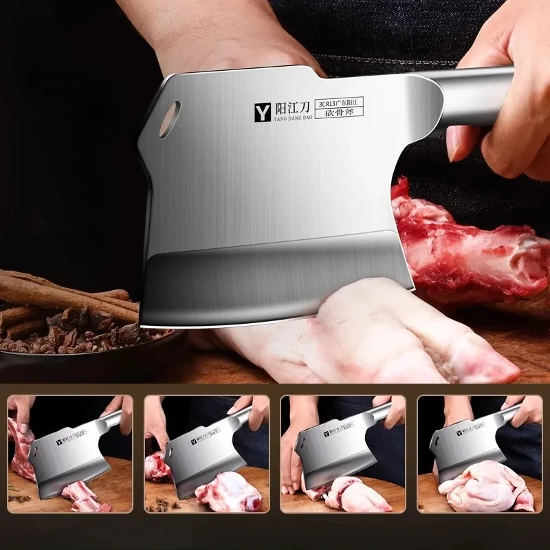 Special knife for cutting bones, bone cleaver, forged bone cutting knife, thickened and weighted