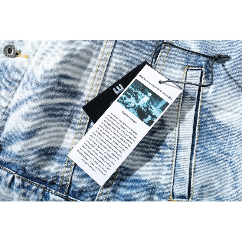 Chaqueta vaquera pintada a mano para hombre, chaqueta Harajuku, azul, Otoño,