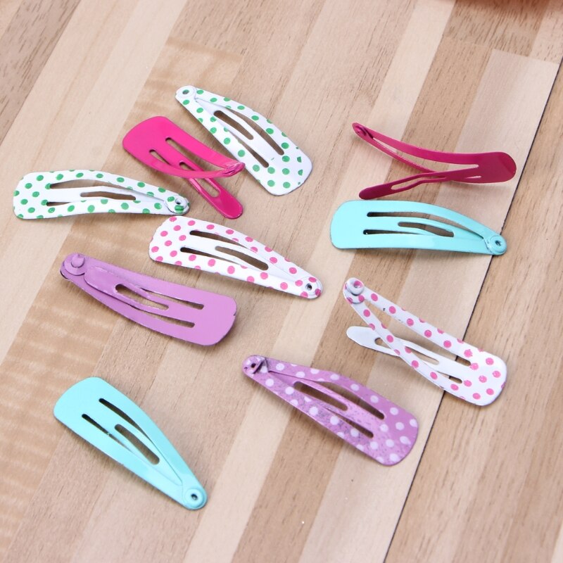 10 Pcs Cute Colorful Metal Snap Clips Hair Pin Girls Hair Clips Kids Accessories