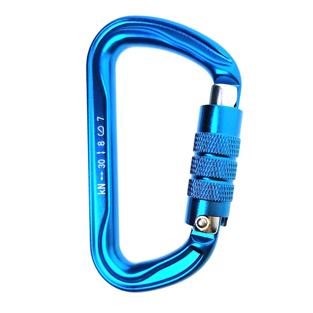 30KN-mosquetón de bloqueo automático para escalada en roca, gancho Maestro en forma de D azul para escalada, espeleología, montañismo, arborista, árbol: 1 Piece