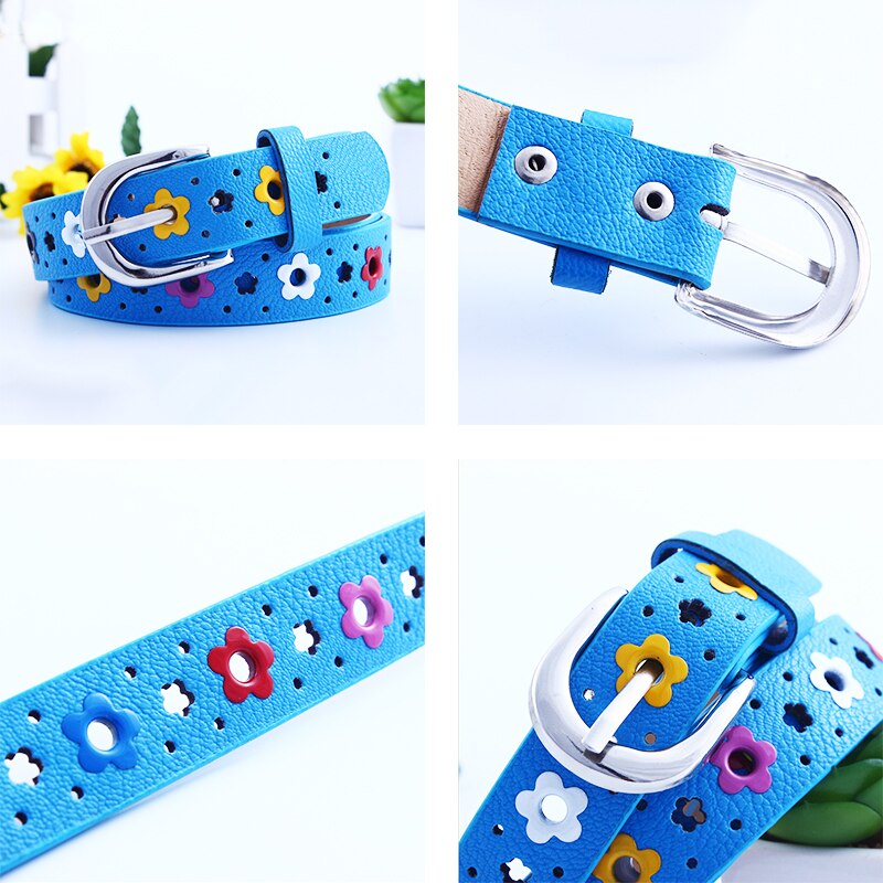 Meisje Riem Kleurrijke Bloem Vlinder Holle Kinderen Casual Pin Gesp Riem Roze Wit Blauw Geel Rood Zwart bruin