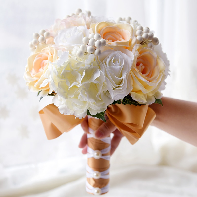 Kyunovia Purple Romantic Wedding Bouquet Pearl Bouquet Wedding Accessories Artifical Wedding flowers Bridal Bouquets GC25