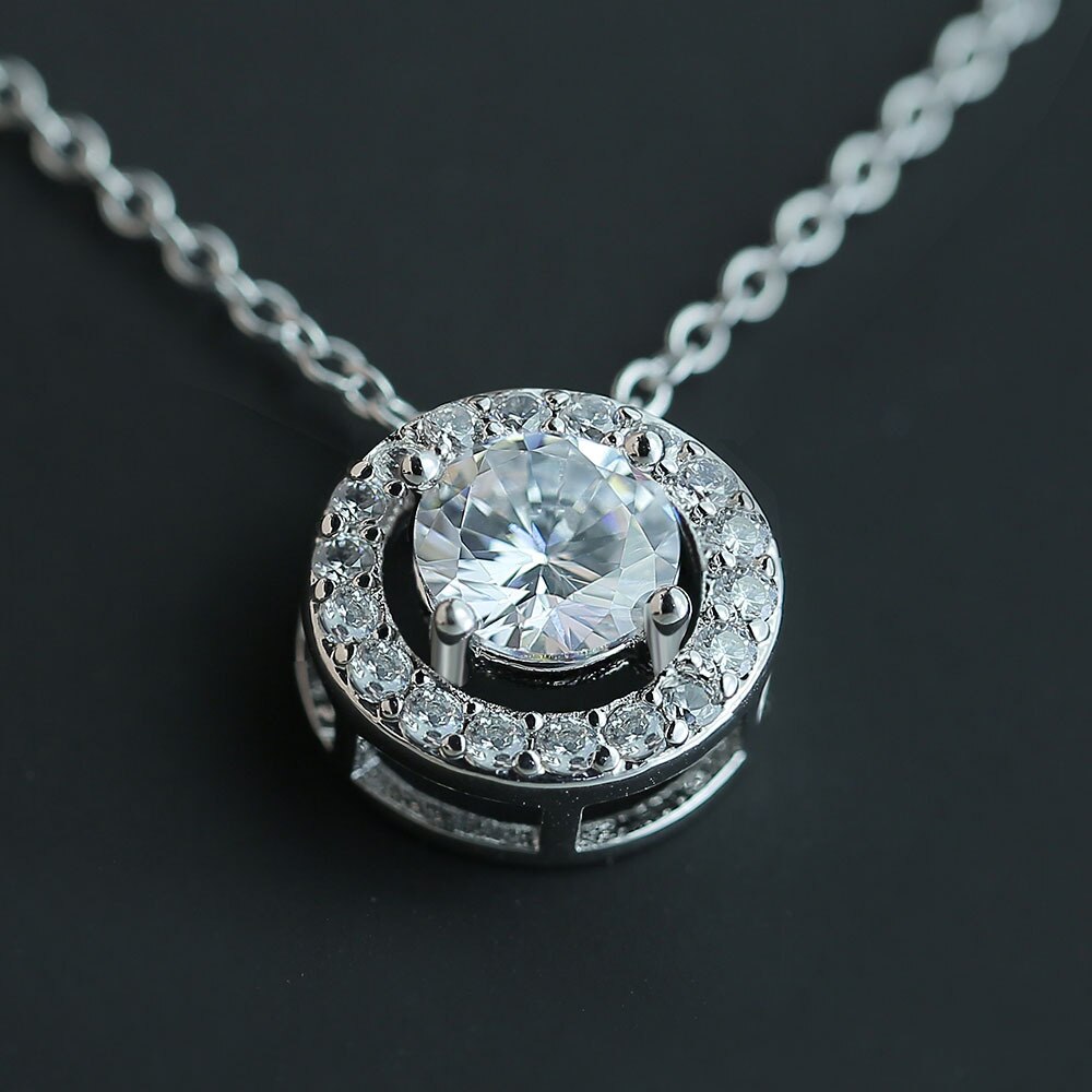 luxe rond solide 925 en argent sterling collier pour femmes dame anniversaire bijoux noël X5552