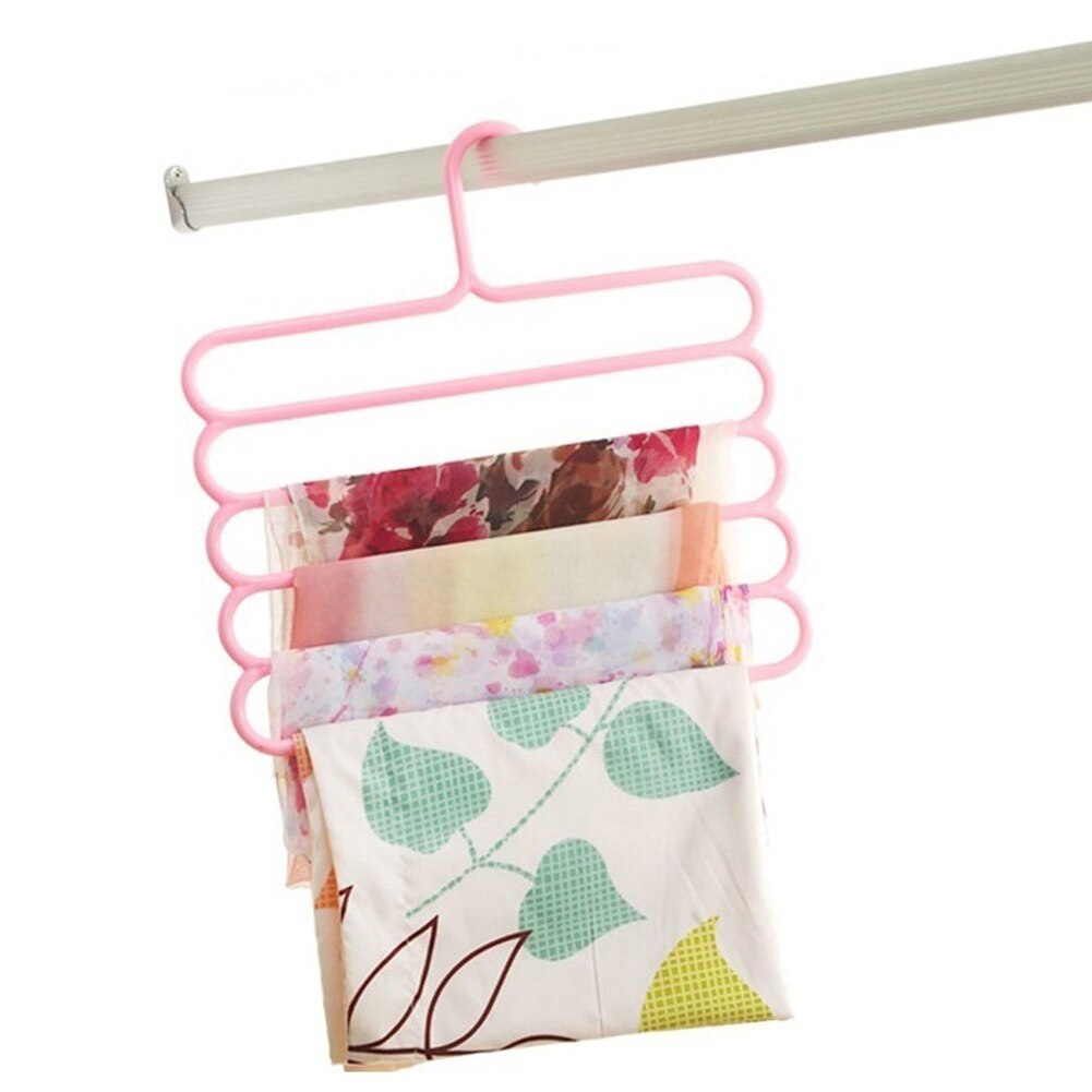 5 layers Clothes Hangers Multi-Function Storage Hangers Plastic 5-Layer Drying Rack Pants Rack Storage Tie Belt Towel Holder