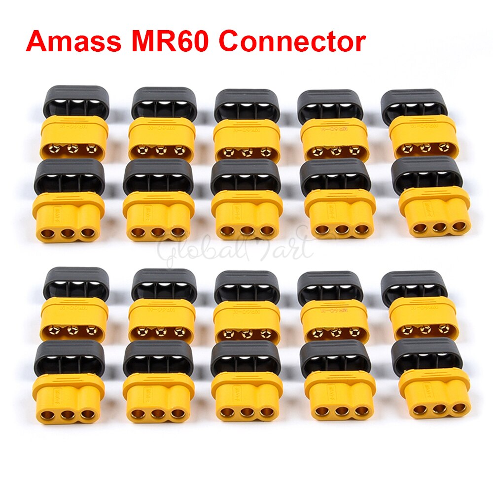 10 Pairs XT30 XT30U XT60 XT60H XT90 EC2 EC3 EC5 T Plug Battery Connector Set Male Female Gold Plated Banana Plug for RC Parts: 10pairs Amass MR60