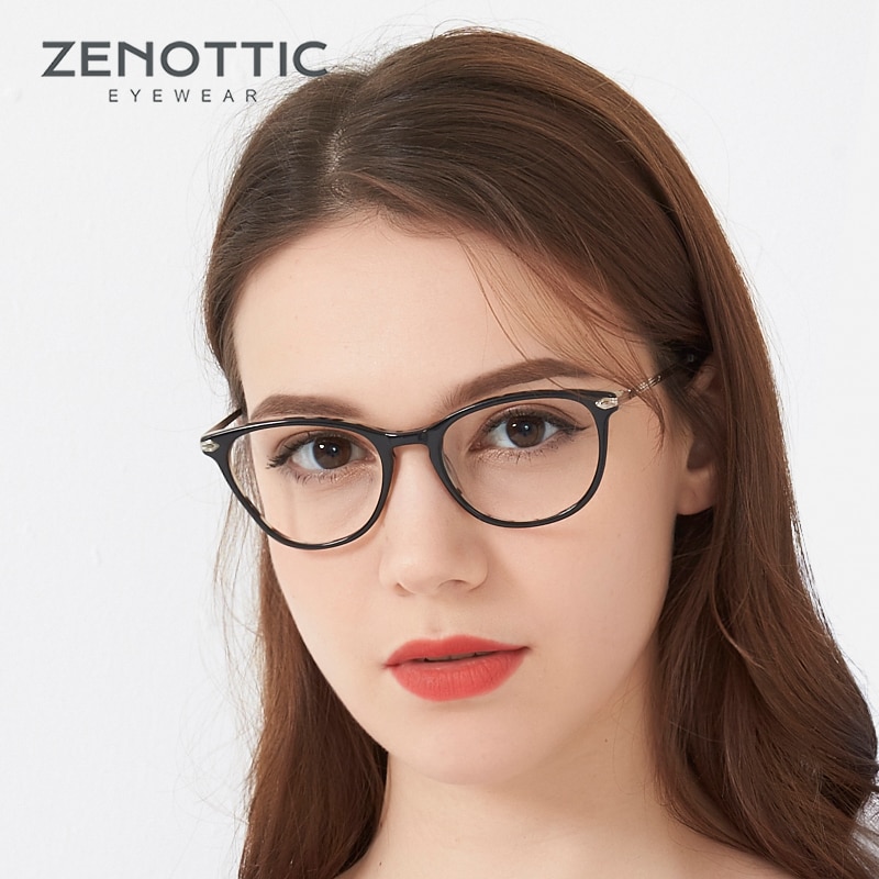 Zenottic retro acetaat brilmontuur voor dames, bril op sterkte, mannelijke nerd, bijziendheid, optische bril met heldere lenzen, brillen