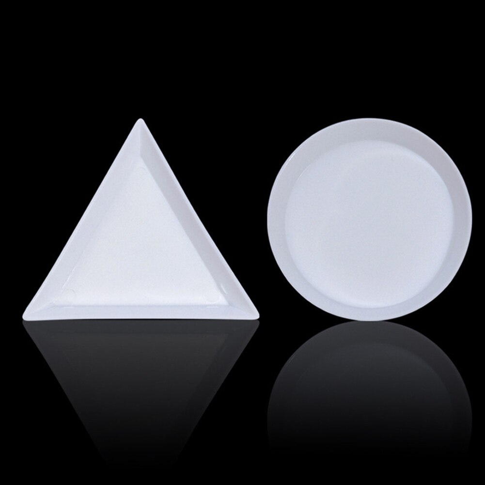 10Pcs DIY Plastic Triangle Nail Rhinestones Beads Plate Art Sorting Tray Palette