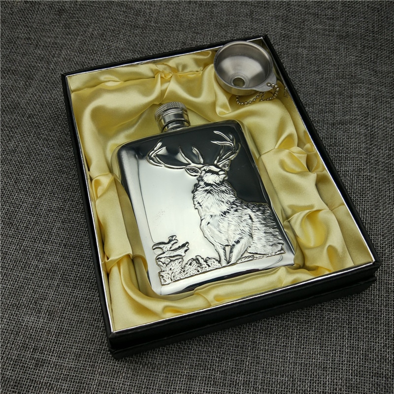 Gin Und Bär 6 Oz PU-Leder Flachmann - Edelstahl Flachflasche Mit Beiger Lederhülle, Geschenkidee