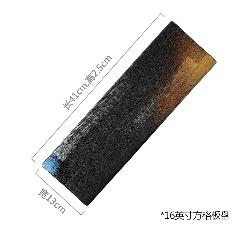 Rectangular sushi dish sashimi plate cold dish flat plate Japanese ceramic dish vintage restaurant strip plate: 16 inch grid plate