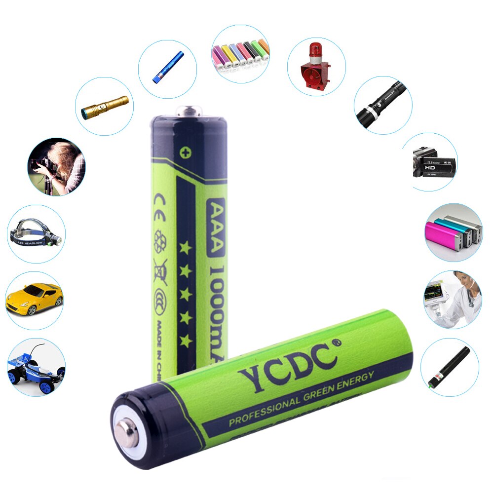 Batterie AAA Ricaricabili Ni-MH - 1.2V 1000mAh Alta Capacità - 4-20 Pezzi con custodia
