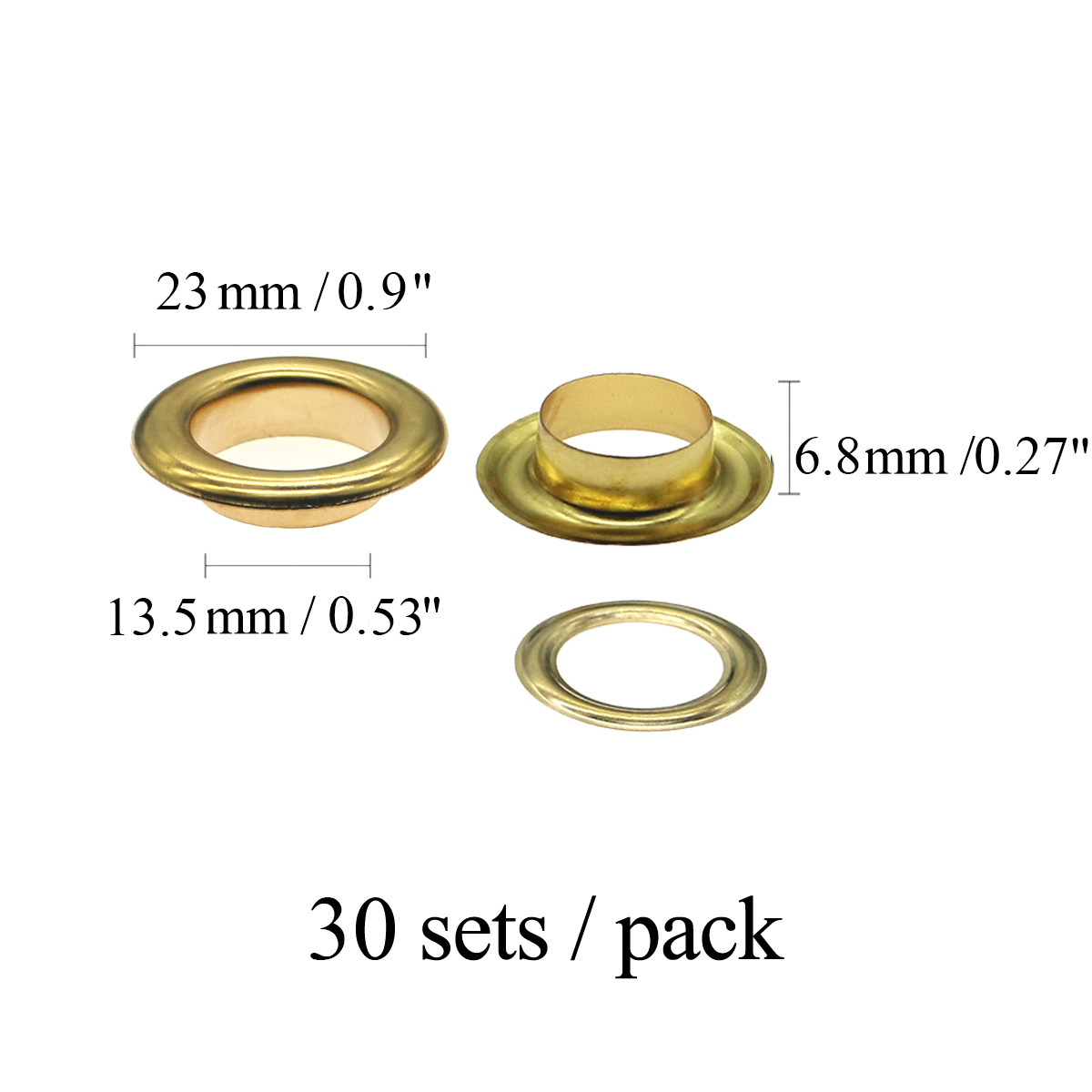 50 sätze/paket (Außen durchmesser) 16,5mm (interne) 10mm (high)5mm öse größen 10mm Runde kante öse tülle silber cyan goldene: Lightgold 14mm50sets