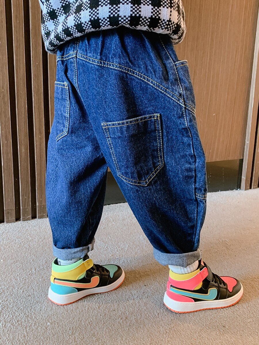 Drenge bomuld afslappet jeans stil børns efterår harembukser koreanske børns bukser børnetøj