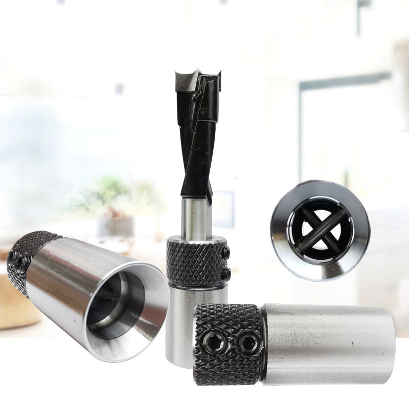 1pcs Woodworking Drill Row Cross Sleeve Clamp Drill Sleeve Base for Wood Drill Bit on Drilling Rig Collet Chuck