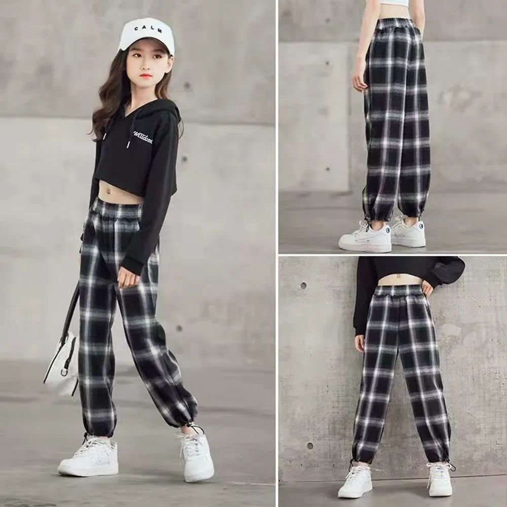 Spring Girl Plaid Pants 3-14 Years Teenage Children's Clothing for Girls Loose Casual Wide Leg Pants for Girls Trousers 6 8 10 9