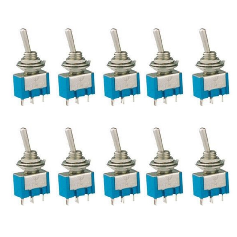 10pcs/set MTS-101 2 Pin SPST ON-OFF 2 Position 6A 125V AC Mini Toggle Switches Kit Switch Push Button Swith Accessories