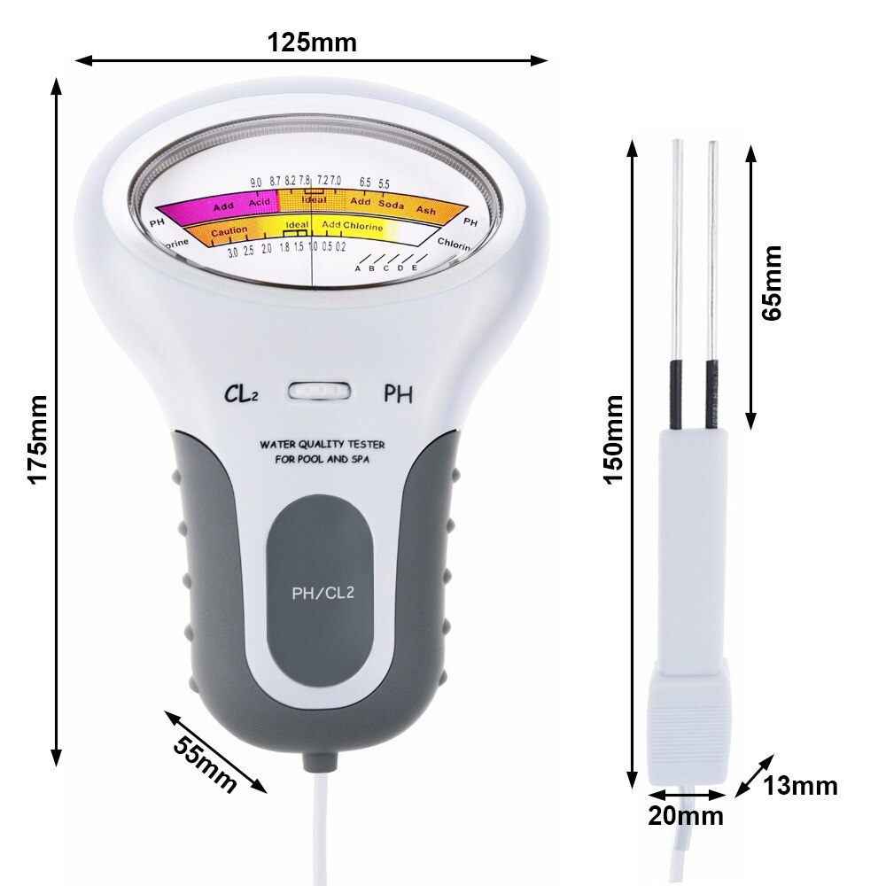 2 in 1 ph chloormeter tester pc -101 ph tester chloorwatertestapparaat gereedschap voor zwembadaquarium draagbaar