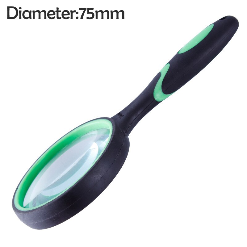 Magnifying Glass 10X Handheld Reading Magnifier Large Magnifying Lens with Non-Slip Soft Handle, Repair Lupa Hobby: Silver
