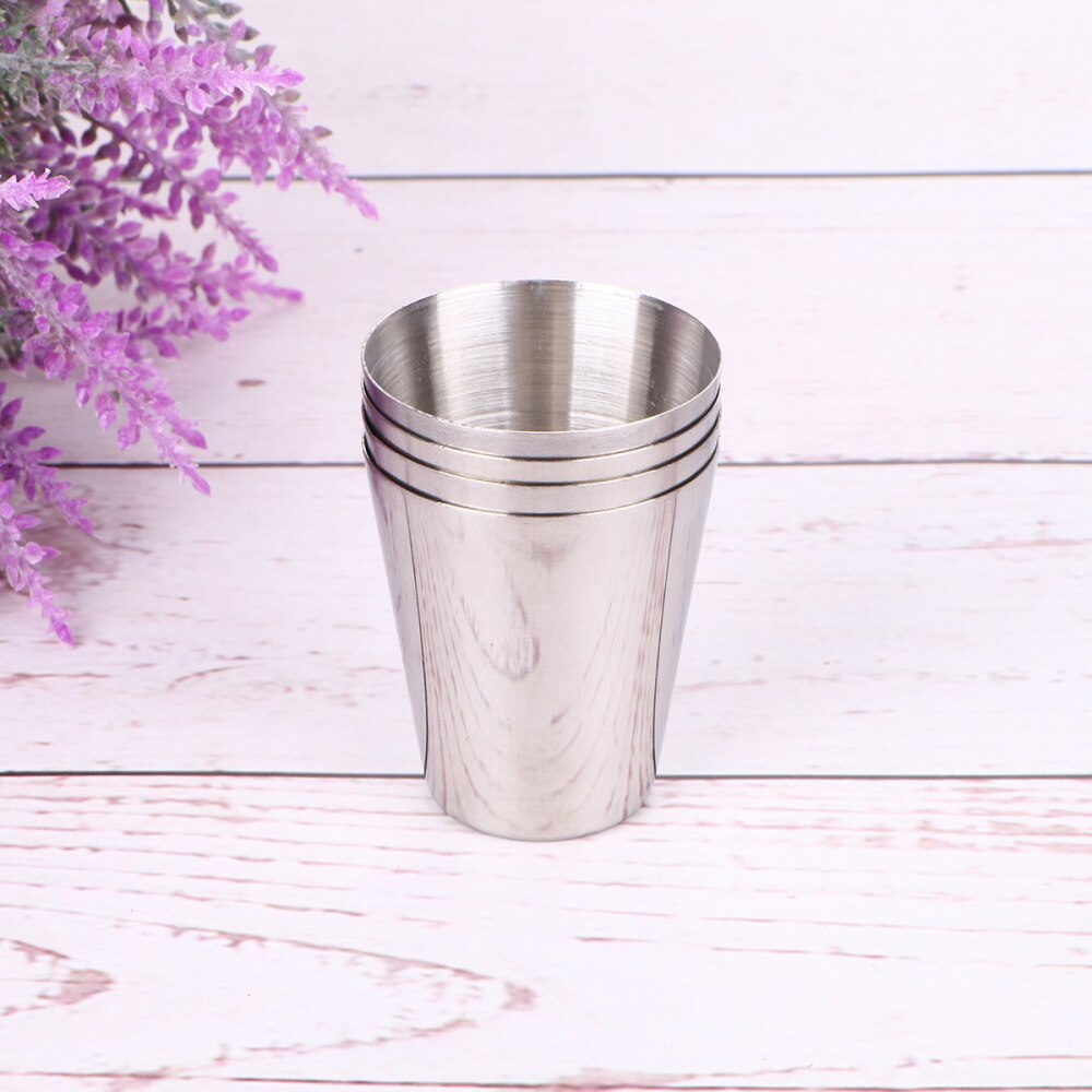 4 Stuks 30Ml Rvs Cups Bier Whiskey Mokken Outdoor Travel Cups Schot Kopjes Drinken Met Zwart Lederen carrying